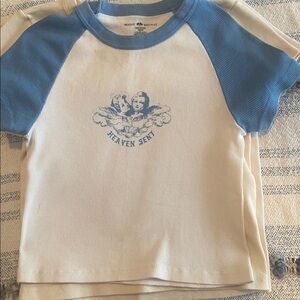 Brandy Melville Blue and Cream Tee